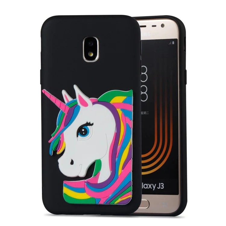 Lovely 3D Unicorn Pattern TPU Case for Samsung Galaxy J3 Pro (2017) / J3 (2017) EU Version - Black