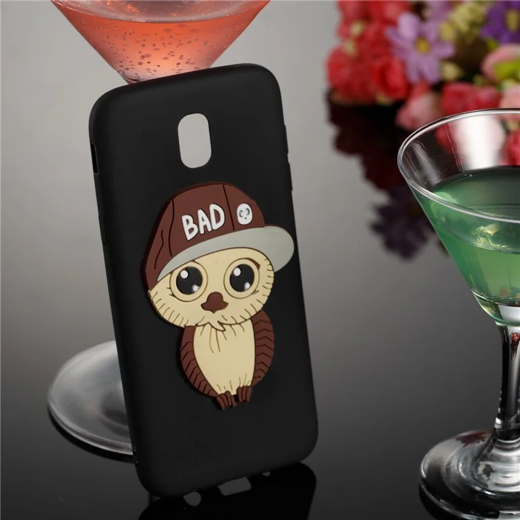 Cute 3D Male Owl TPU Soft Phone Case for Samsung Galaxy J5 (2017) EU Version/J5 Pro (2017) - Black