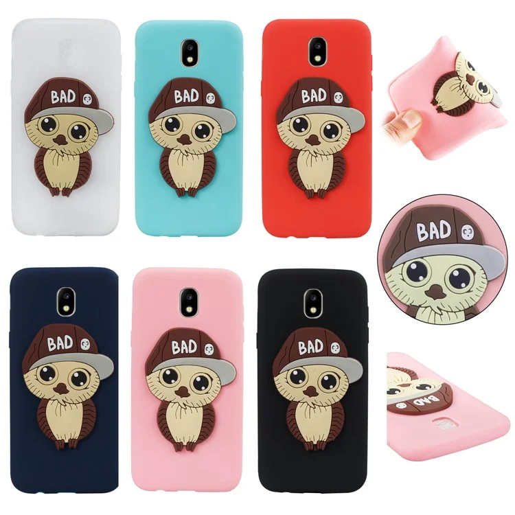 Cute 3D Male Owl TPU Soft Phone Case for Samsung Galaxy J5 (2017) EU Version/J5 Pro (2017) - Black