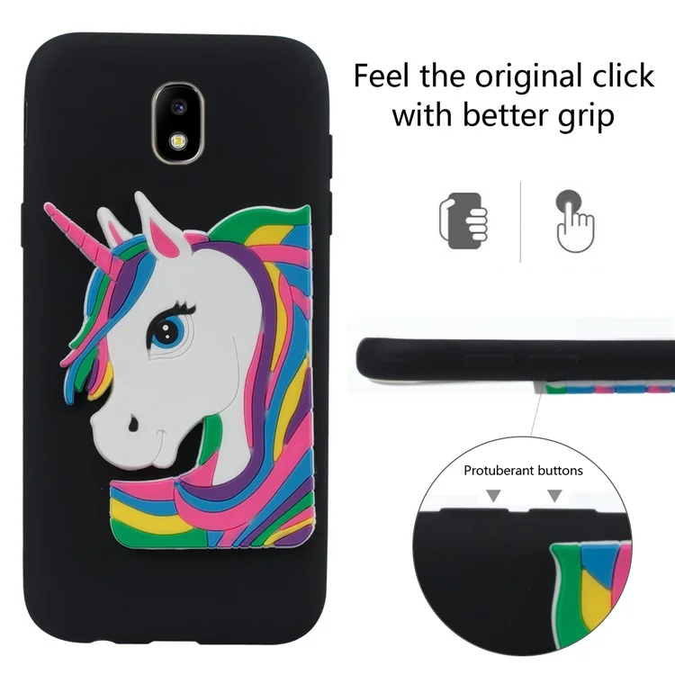 Lovely 3D Unicorn Pattern TPU Case for Samsung Galaxy J5 Pro (2017) / J5 (2017) EU Version - Black