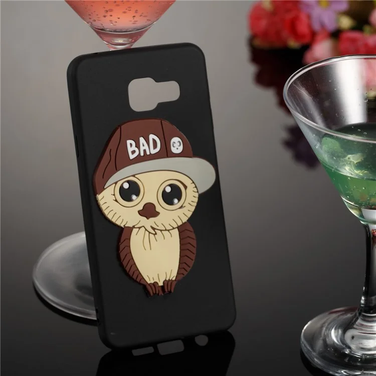 Cute 3D Male Owl Pattern Soft TPU Case for Samsung Galaxy A3 SM-A310F (2016) - Black