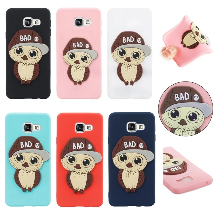 Cute 3D Male Owl Pattern Soft TPU Case for Samsung Galaxy A3 SM-A310F (2016) - Black