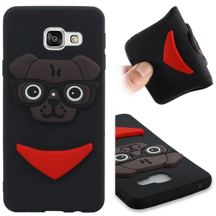 Lovely 3D Dog Pattern TPU Case for Samsung Galaxy A3 SM-A310F (2016) - Black