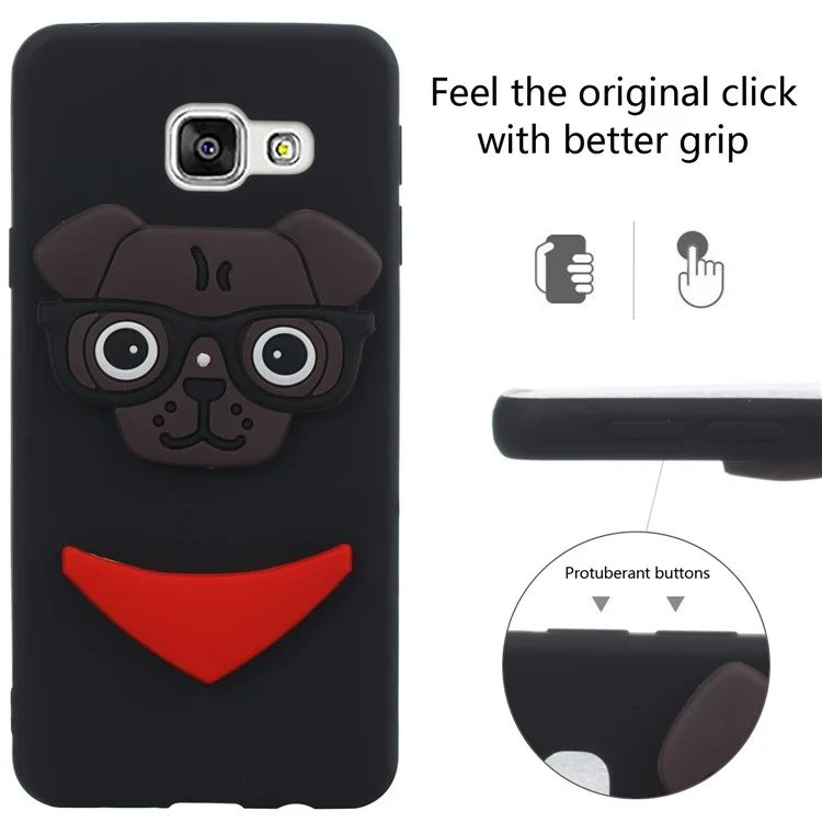 Lovely 3D Dog Pattern TPU Case for Samsung Galaxy A3 SM-A310F (2016) - Black