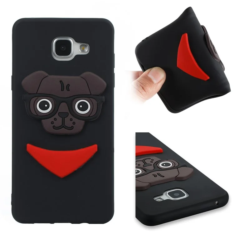 Cute 3D Puppy TPU Soft Phone Case for Samsung Galaxy A5 SM-A510 - Black