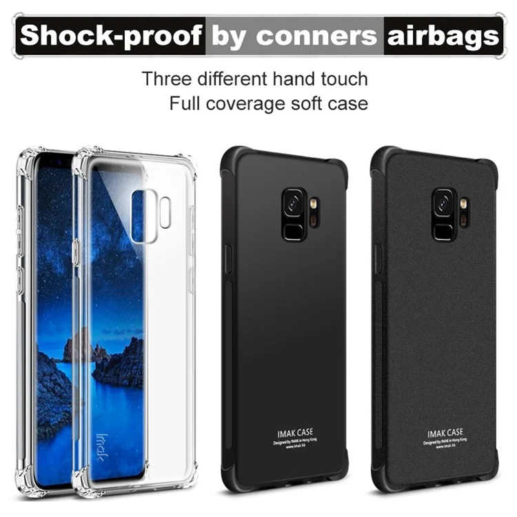 IMAK Skin Feel Airbag Shockproof TPU Casing for Samsung Galaxy S9 G960 - Metal Black