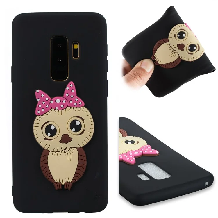 Cute 3D Female Owl Pattern TPU Soft Phone Case for Samsung Galaxy S9 Plus SM-G965 - Black