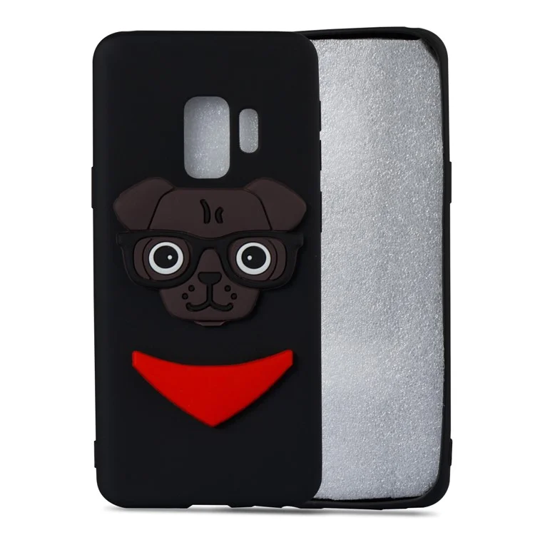 Cute 3D Puppy TPU Soft Back Case for Samsung Galaxy S9 SM-G960 - Black