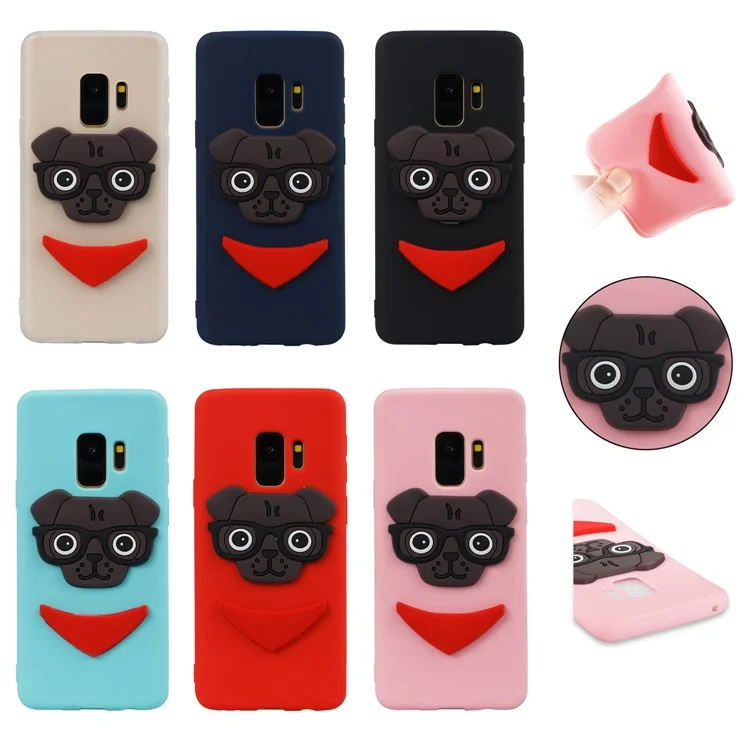 Cute 3D Puppy TPU Soft Back Case for Samsung Galaxy S9 SM-G960 - Black