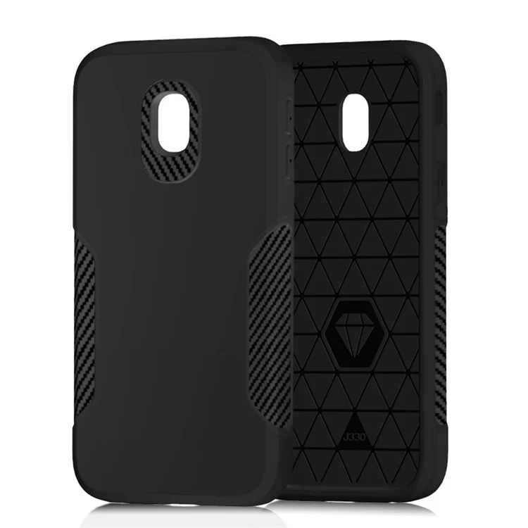 Carbon Fiber Texture PC + TPU Back Phone Case for Samsung Galaxy J3 (2017) EU Version / J3 Pro (2017) - Black