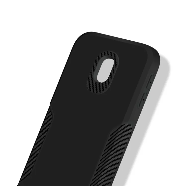 Carbon Fiber Texture PC + TPU Back Phone Case for Samsung Galaxy J3 (2017) EU Version / J3 Pro (2017) - Black
