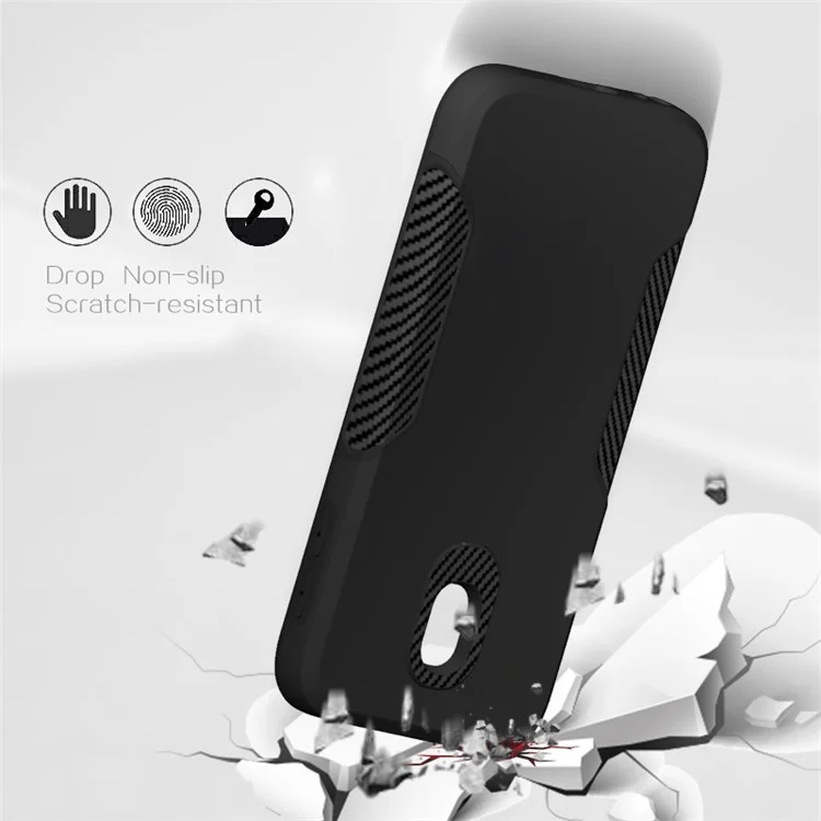 Carbon Fiber Texture PC + TPU Back Phone Case for Samsung Galaxy J3 (2017) EU Version / J3 Pro (2017) - Black