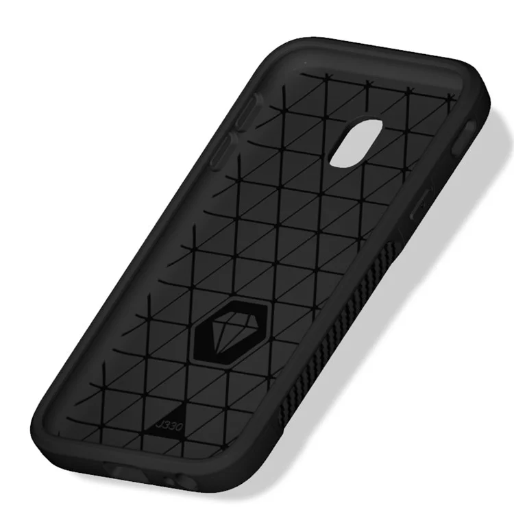 Carbon Fiber Texture PC + TPU Back Phone Case for Samsung Galaxy J3 (2017) EU Version / J3 Pro (2017) - Black