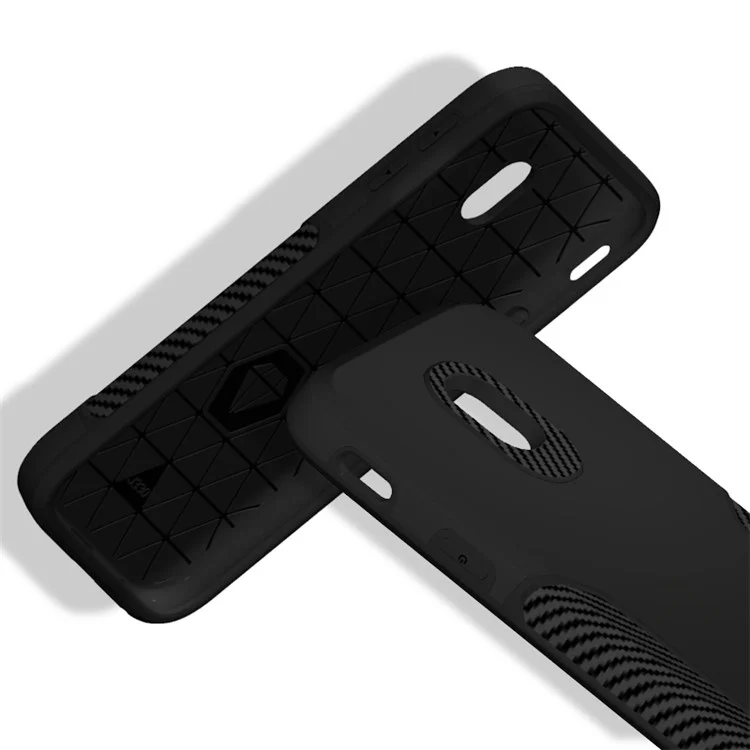 Carbon Fiber Texture PC + TPU Back Phone Case for Samsung Galaxy J3 (2017) EU Version / J3 Pro (2017) - Black