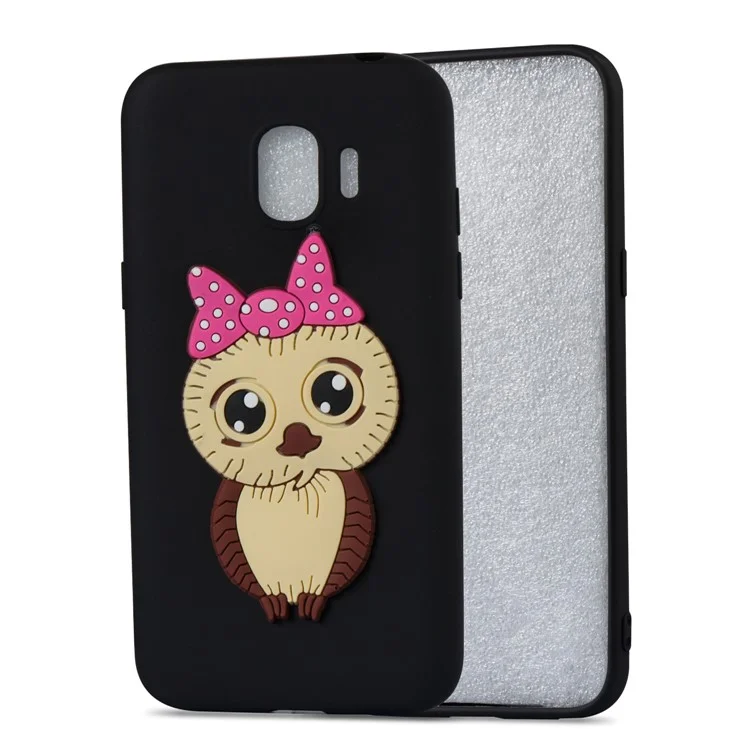 Lovely 3D Owl with Bowknot Pattern TPU Case for Samsung Galaxy J2 Pro 2018 - Black