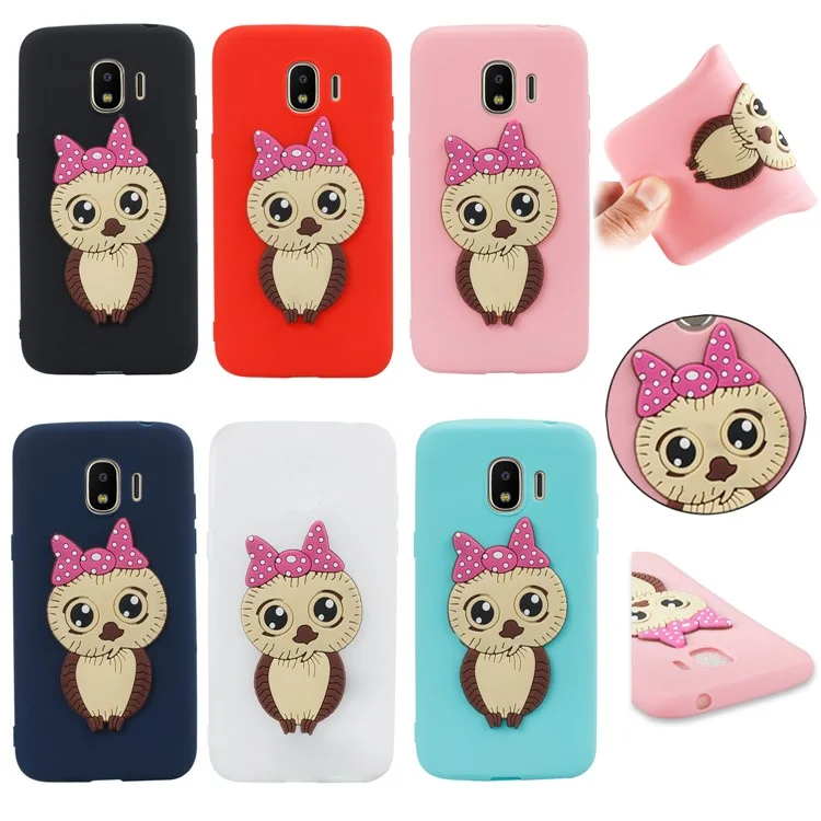 Lovely 3D Owl with Bowknot Pattern TPU Case for Samsung Galaxy J2 Pro 2018 - Black
