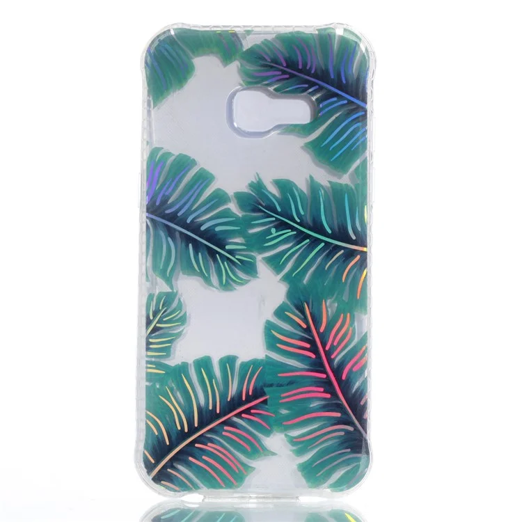 Electroplating IMD Shockproof TPU Cover for Samsung Galaxy A3 (2017) - Green Leaves