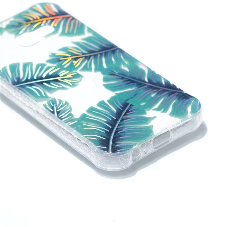 Electroplating IMD Shockproof TPU Cover for Samsung Galaxy A3 (2017) - Green Leaves