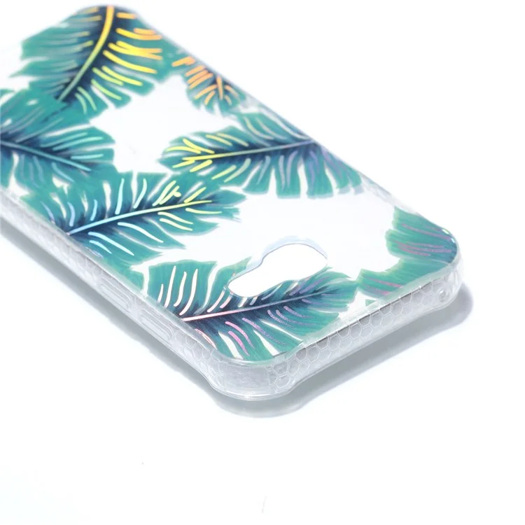 Electroplating IMD Shockproof TPU Cover for Samsung Galaxy A3 (2017) - Green Leaves