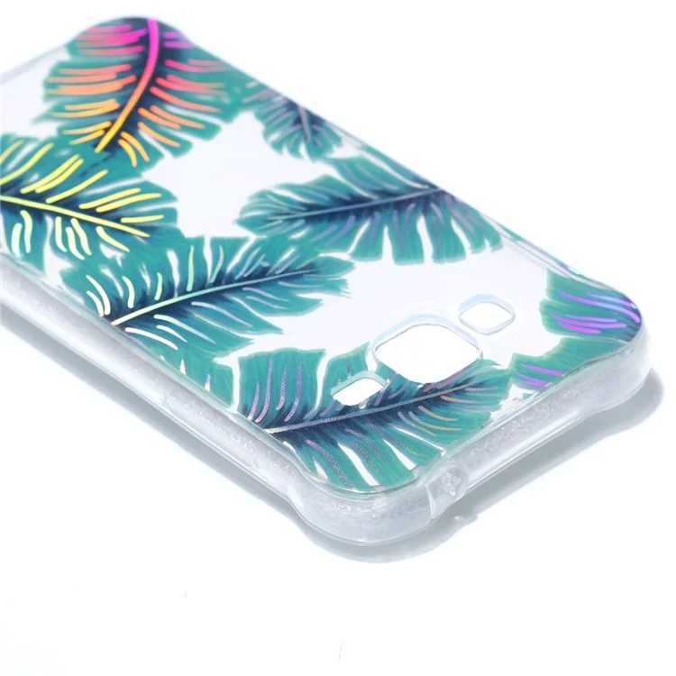 Plated IMD Drop-proof TPU Case Cell Phone Accessory for Samsung Galaxy J3 (2016) / J3 - Green Leaves