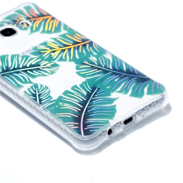 Plating IMD Shockproof TPU Cover for Samsung Galaxy J7 (2016) SM-J710 - Green Leaves