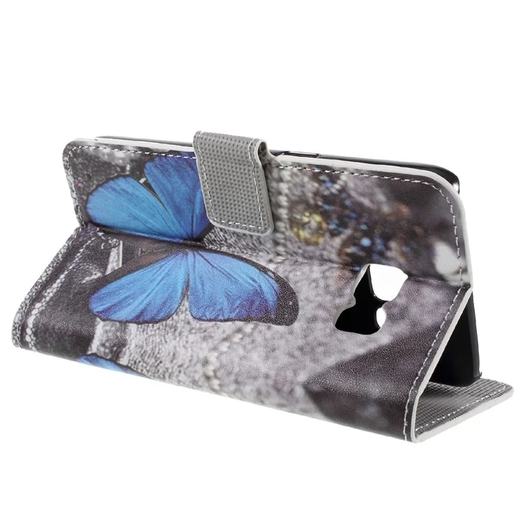Wallet Leather Phone Cover for Samsung Galaxy S7 - Blue Butterfly