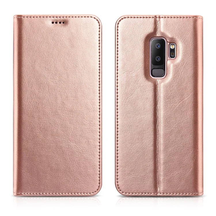 XOOMZ Crazy Horse Texture Leather Wallet Mobile Cover with Stand for Samsung Galaxy S9+ G965 - Rose Gold
