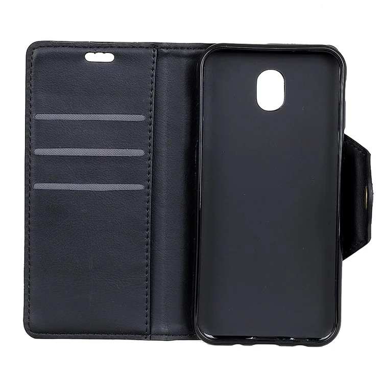 Textured PU Leather Wallet Stand Case for Samsung Galaxy J3 (2017) EU Version / J3 Pro (2017) - Black