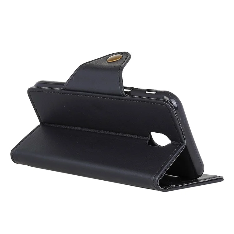 Textured PU Leather Wallet Stand Case for Samsung Galaxy J3 (2017) EU Version / J3 Pro (2017) - Black