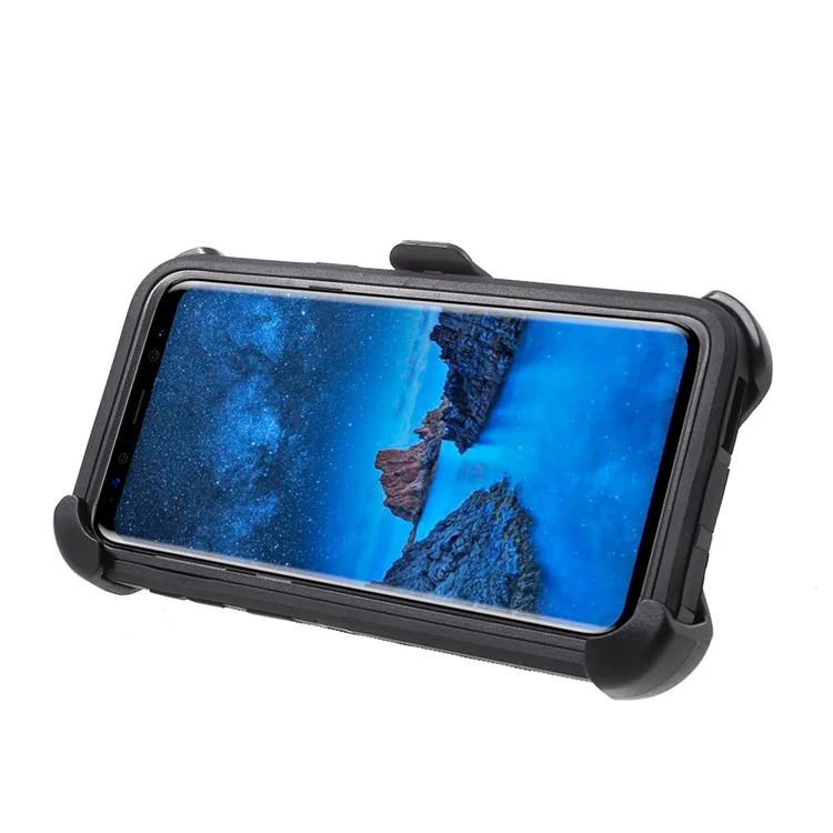 Heavy Duty Kickstand Belt Clip PC + TPU Hybrid Case for Samsung Galaxy S9 G960 - Black