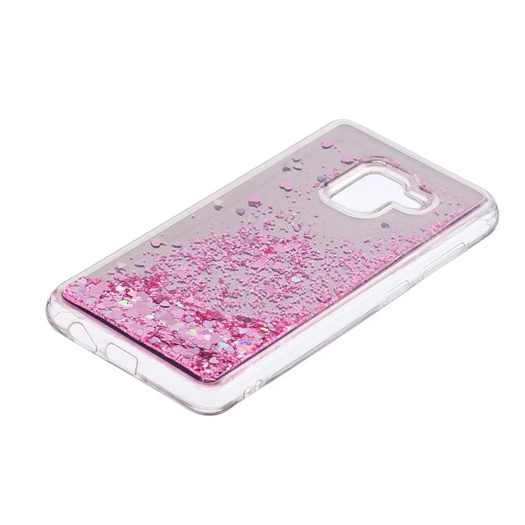 Floating Glitter Sequins Quicksand Mirror Surface TPU Back Casing for Samsung Galaxy A8 (2018) - Pink