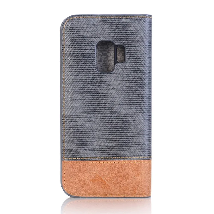 Toothpick Texture PU Leather Flip Stand Wallet Phone Case for Samsung Galaxy S9 SM-G960 - Grey