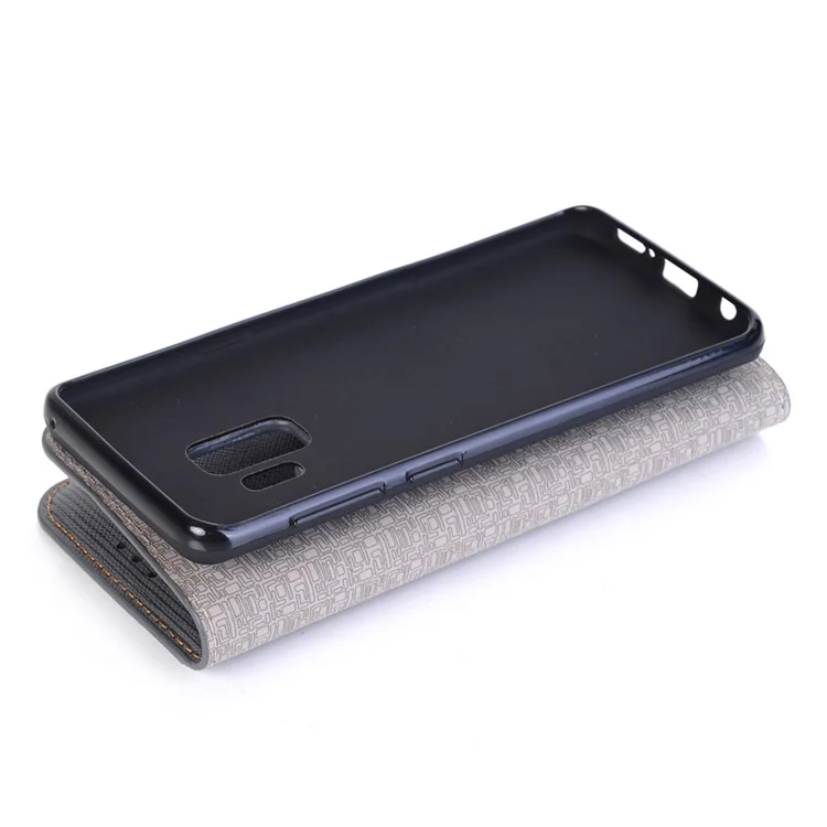 Toothpick Texture PU Leather Flip Stand Wallet Phone Case for Samsung Galaxy S9 SM-G960 - Grey