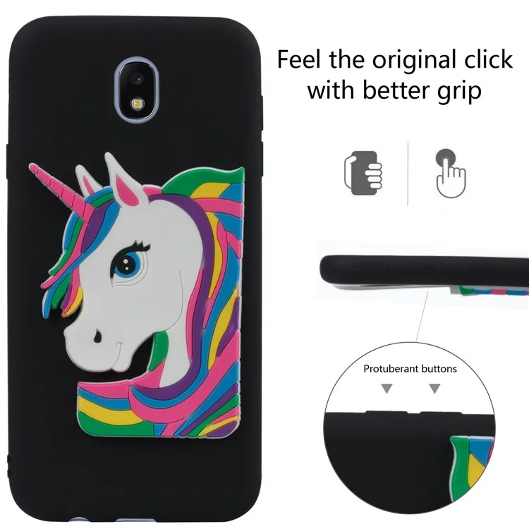 Lovely 3D Unicorn Pattern TPU Case for Samsung Galaxy J7 Pro (2017) / J7 (2017) EU Version - Black
