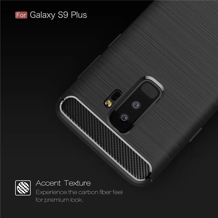 50PCS/Lot Carbon Fibre Brushed TPU Case for Samsung Galaxy S9+ SM-G965 - Black