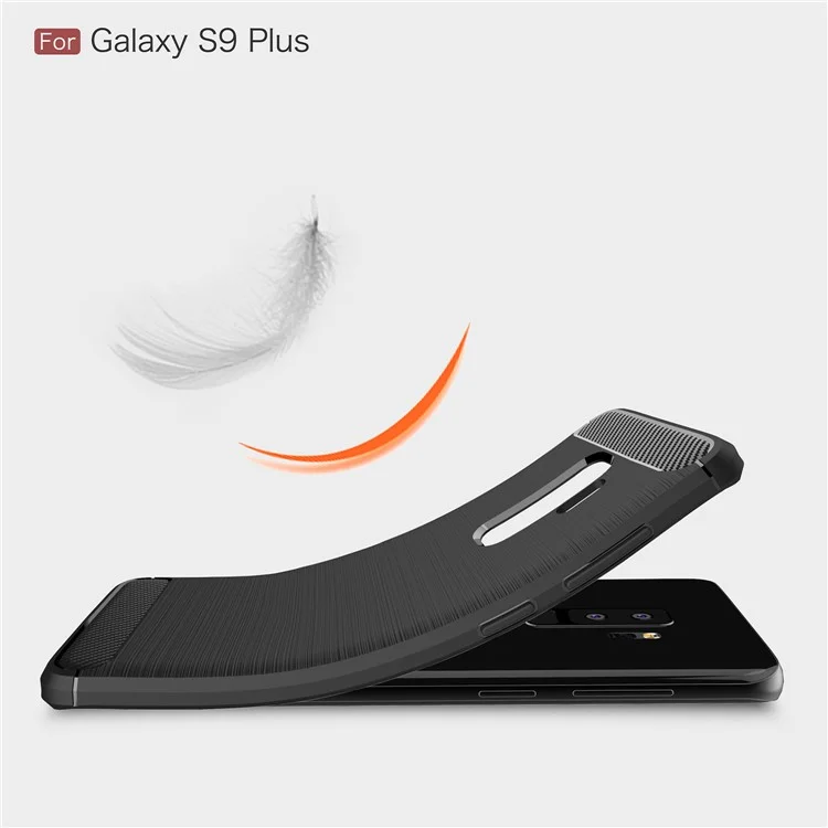 50PCS/Lot Carbon Fibre Brushed TPU Case for Samsung Galaxy S9+ SM-G965 - Black