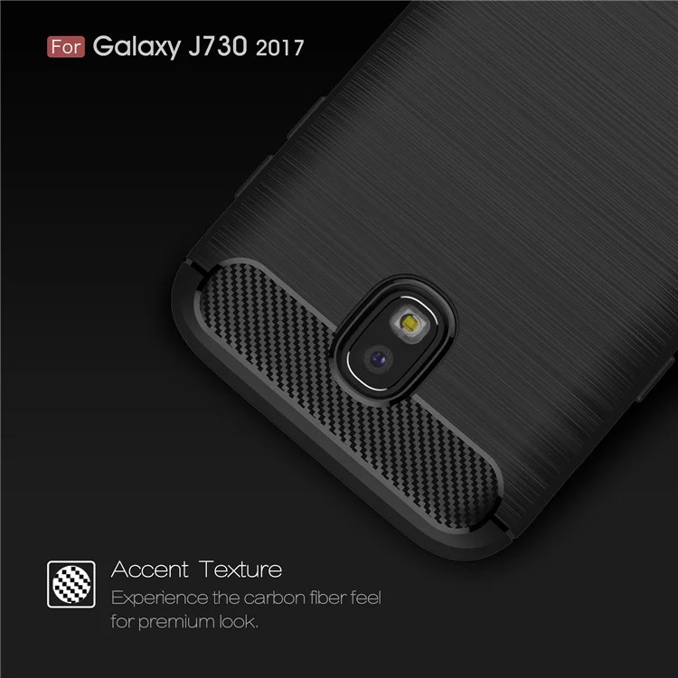 50Pcs/Set Carbon Fiber Texture Brushed TPU Case for Samsung Galaxy J7 (2017) EU Version / J7 Pro (2017) - Black