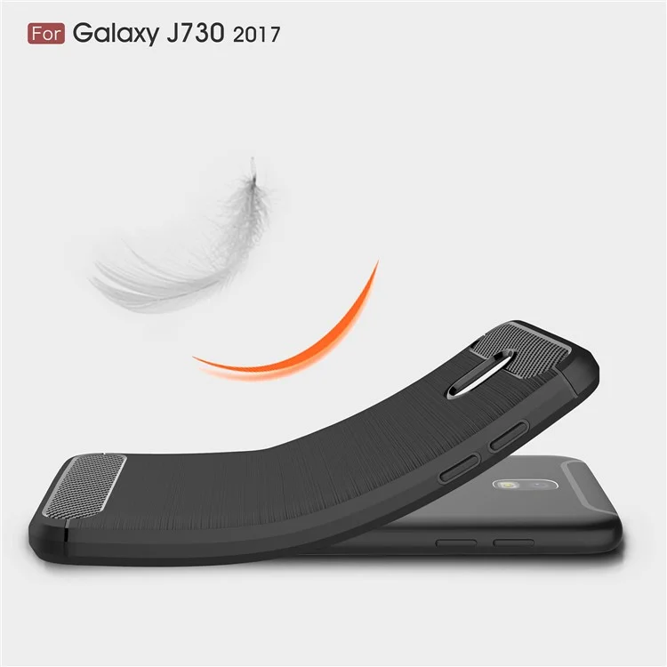 50Pcs/Set Carbon Fiber Texture Brushed TPU Case for Samsung Galaxy J7 (2017) EU Version / J7 Pro (2017) - Black