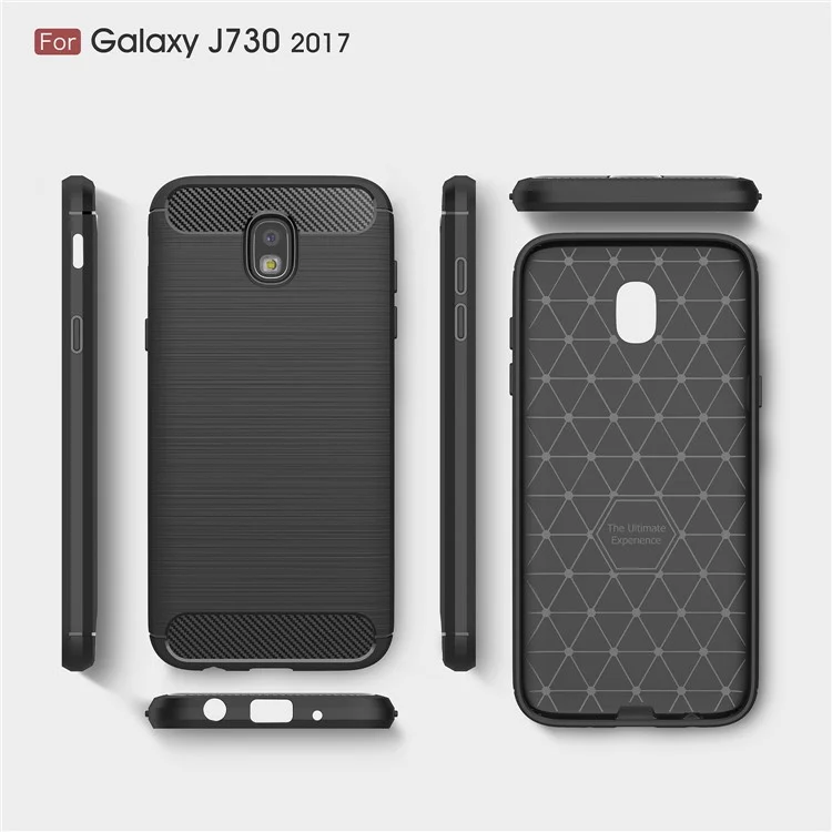 50Pcs/Set Carbon Fiber Texture Brushed TPU Case for Samsung Galaxy J7 (2017) EU Version / J7 Pro (2017) - Black
