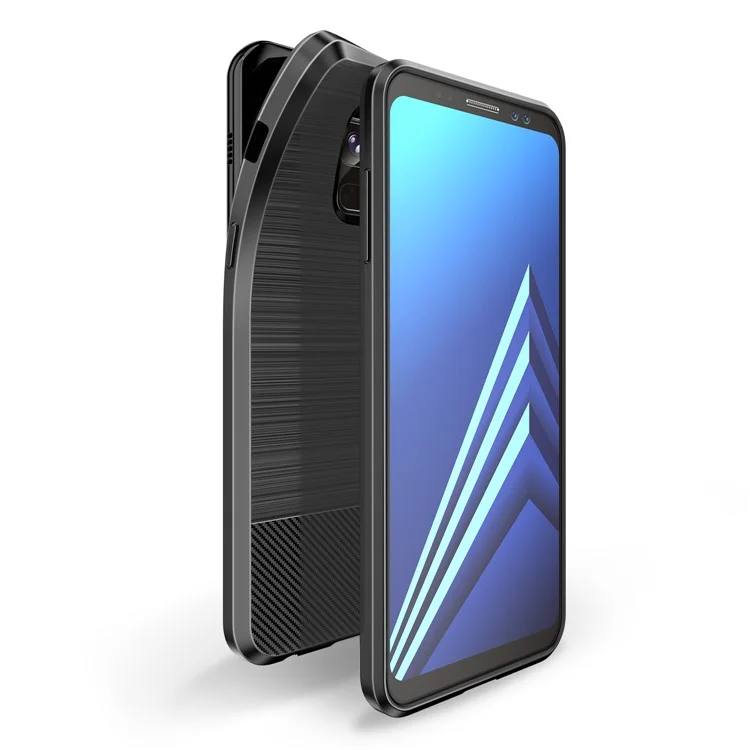 DUX DUCIS S Series Carbon Fiber Texture Brushed TPU Back Case for Samsung Galaxy A8+ (2018) - Black