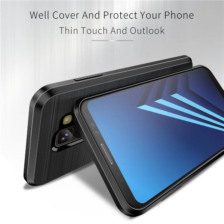 DUX DUCIS S Series Carbon Fiber Texture Brushed TPU Back Case for Samsung Galaxy A8+ (2018) - Black
