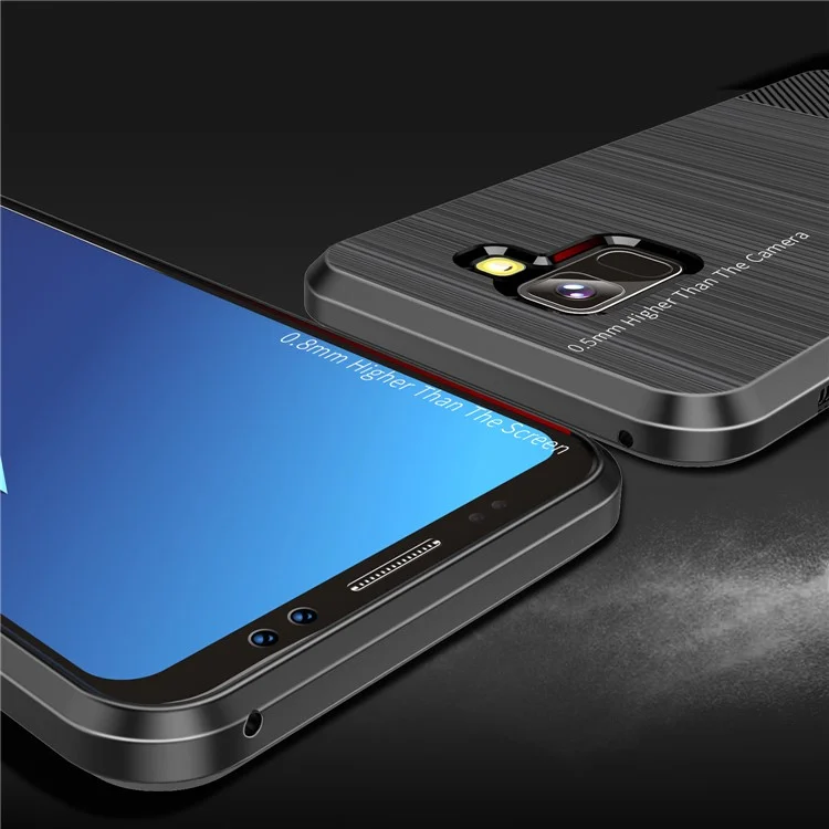 DUX DUCIS S Series Carbon Fiber Texture Brushed TPU Back Case for Samsung Galaxy A8+ (2018) - Black