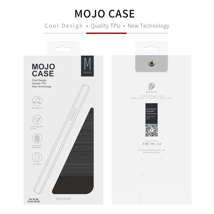 DUX DUCIS S Series Carbon Fiber Texture Brushed TPU Back Case for Samsung Galaxy A8+ (2018) - Black