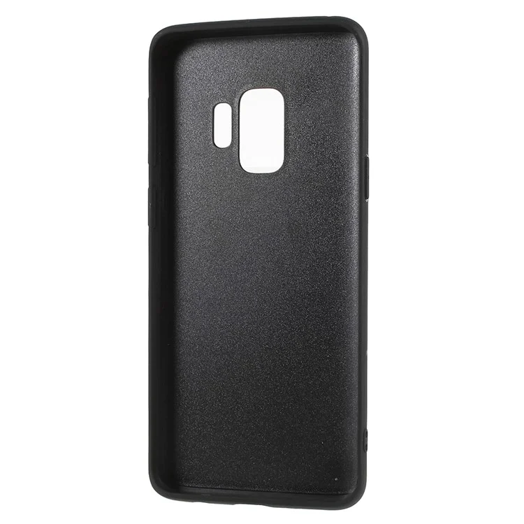 PU Leather Coated TPU Kickstand Card Holder Case for Samsung Galaxy S9 SM-G960 - Black