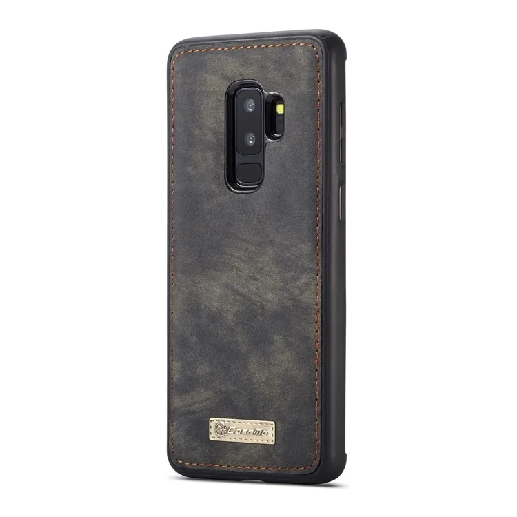 CASEME Detachable 2-in-1 Multi-slot Wallet Vintage Split Leather Casing for Samsung Galaxy S9 Plus SM-G965 - Grey