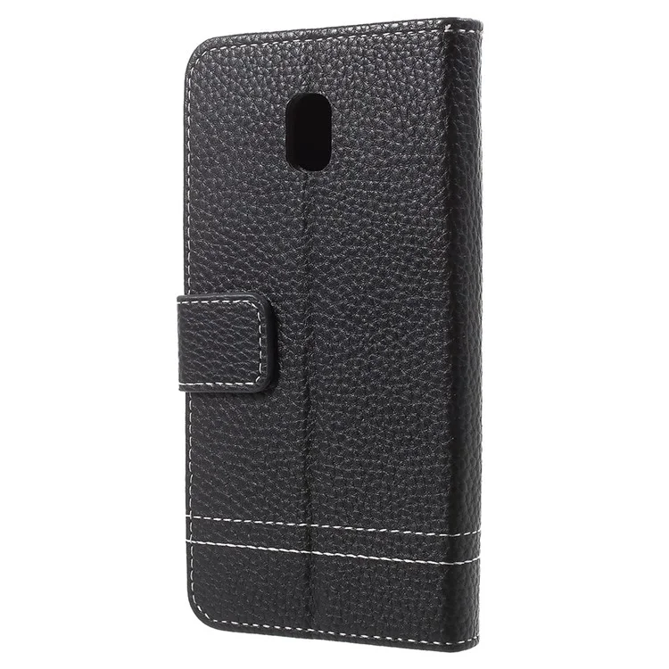 Litchi Texture Wallet Leather Flip Case for Samsung Galaxy J3 (2017) EU Version / J3 Pro (2017) - Black