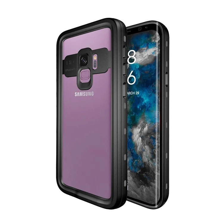 Dots Pattern IP68 Waterproof Case Drop/Dust/Snow Proof Cover for Samsung Galaxy S9 G960- Black