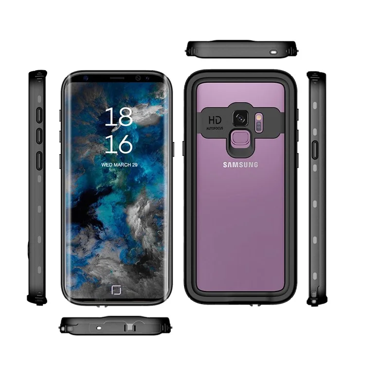 Dots Pattern IP68 Waterproof Case Drop/Dust/Snow Proof Cover for Samsung Galaxy S9 G960- Black