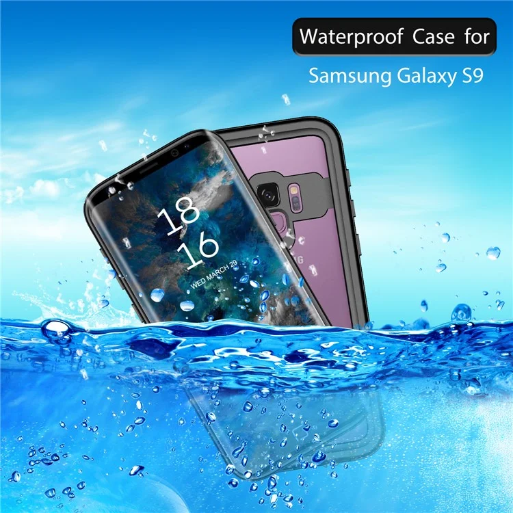 Dots Pattern IP68 Waterproof Case Drop/Dust/Snow Proof Cover for Samsung Galaxy S9 G960- Black