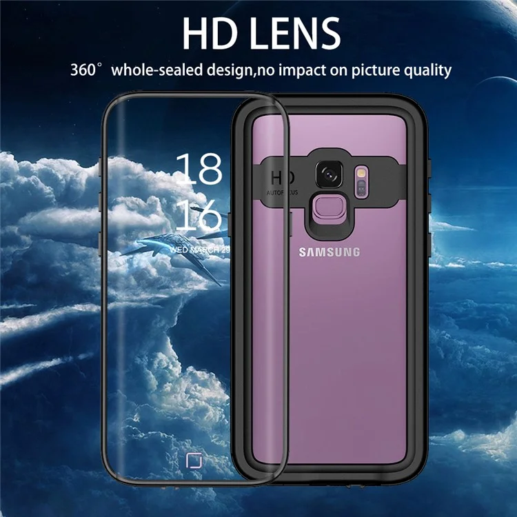 Dots Pattern IP68 Waterproof Case Drop/Dust/Snow Proof Cover for Samsung Galaxy S9 G960- Black